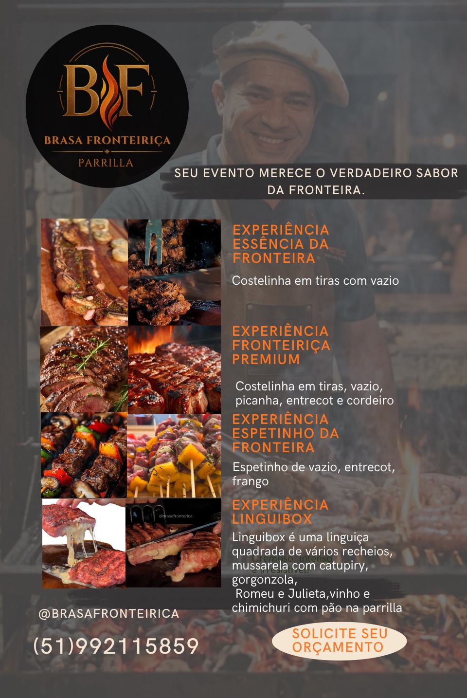 Cardápio de eventos Brasa Fronteiriça