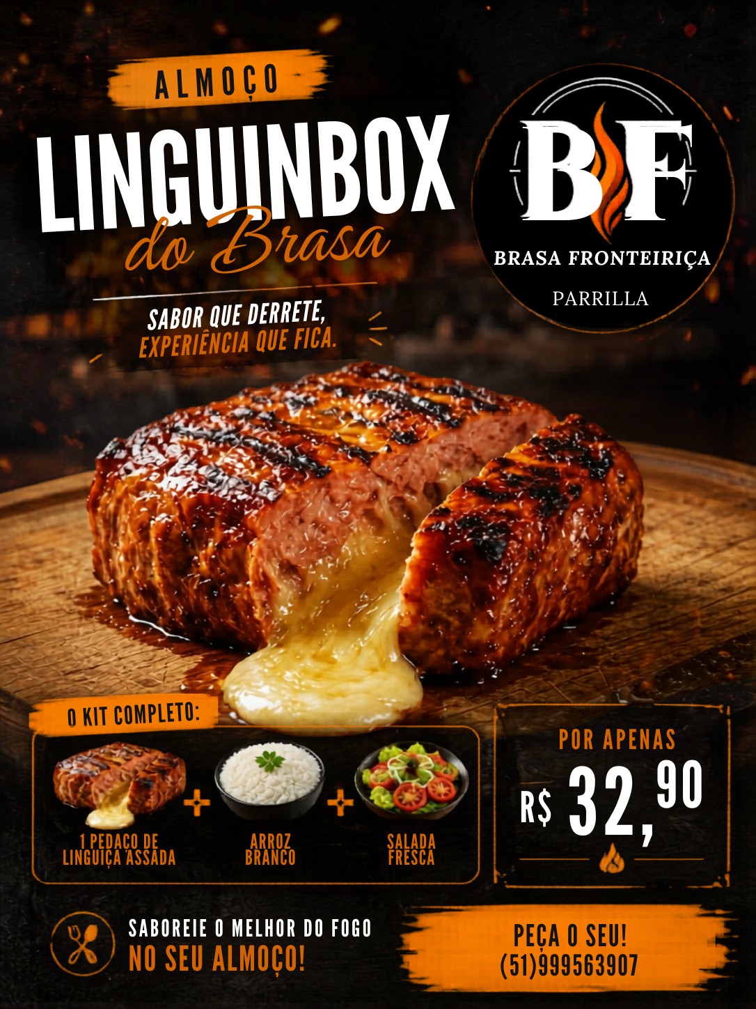 Linguibox com arroz e salada